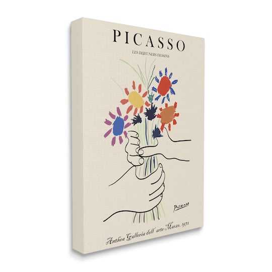 Stupell Industries Classical Picasso Floral Painting Hands Holding Bouquet Canvas Wall Art